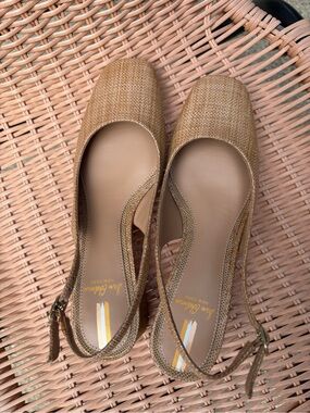 Woven Sam Edelman Terra Slingback Heels in Natural Tan